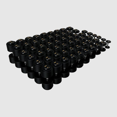 TROY PFDC-R 5-150 lbs Pro Style Dumbbell Set with Contoured Handles & Rubber Endcaps - Black