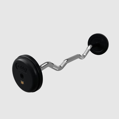 TROY RUFC-R Pro Style Curl Barbell- Rubber-Encased Plates 30 lb Fixed Curl Barbell