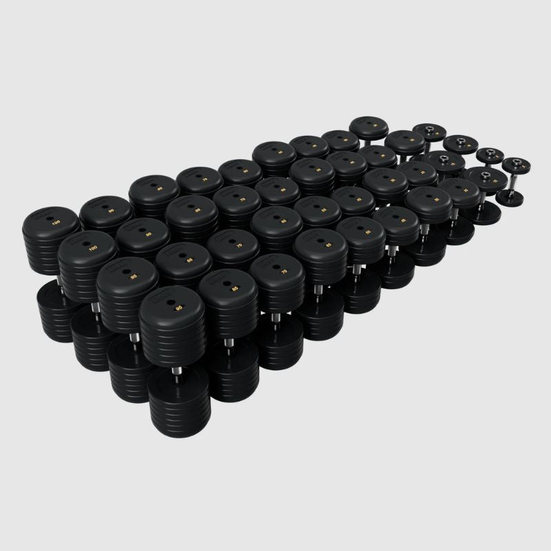 TROY RUFDC-R Rubber Encased Pro Style Dumbbell Set Contoured Handles 5 lb to 100 lb dumbbells set