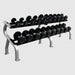 TROY RUFDC-R Rubber Encased Pro Style Dumbbell Set Contoured Handles 5 lb to 50 lb dumbbells set with 2 tier rack