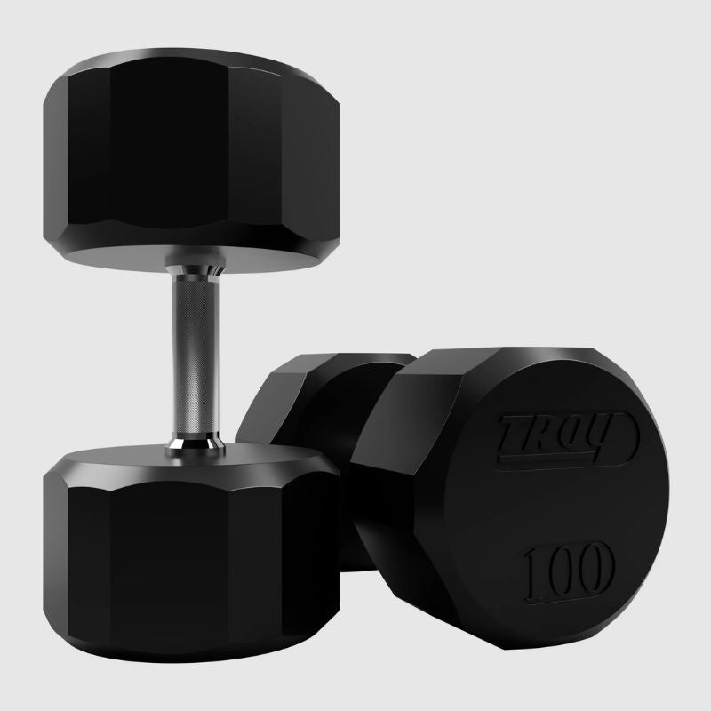 TROY TSD-R  12-Sided Rubber Encased Dumbbells 100lbs Pair