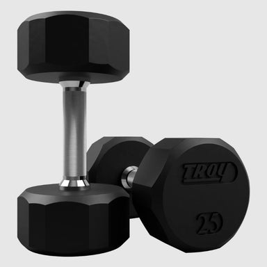 TROY TSD-R  12-Sided Rubber Encased Dumbbells 25lbs Pair