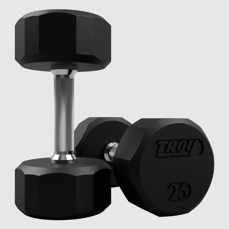 TROY TSD-R  12-Sided Rubber Encased Dumbbells 25lbs Pair