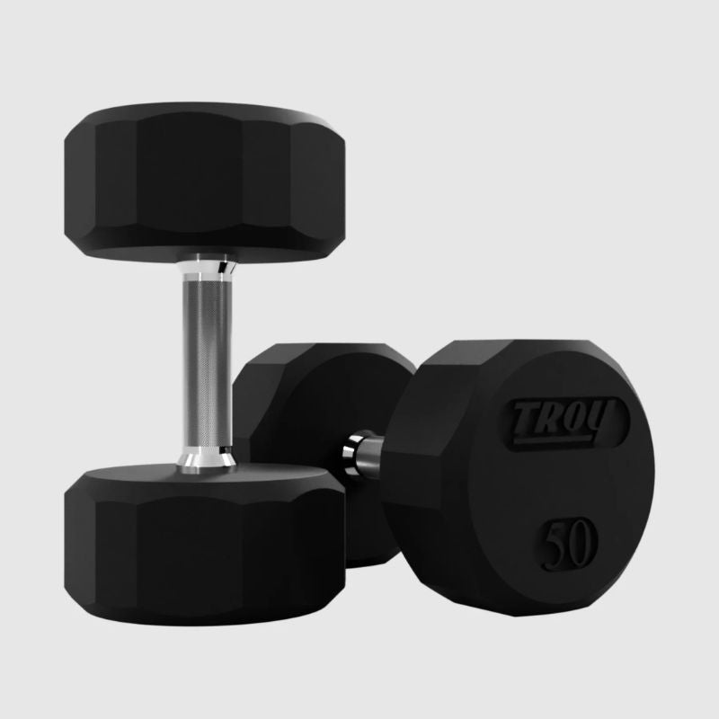 TROY TSD-R  12-Sided Rubber Encased Dumbbells 50lbs Pair