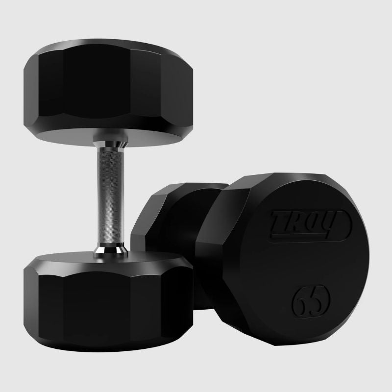 TROY TSD-R  12-Sided Rubber Encased Dumbbells 65lbs Pair