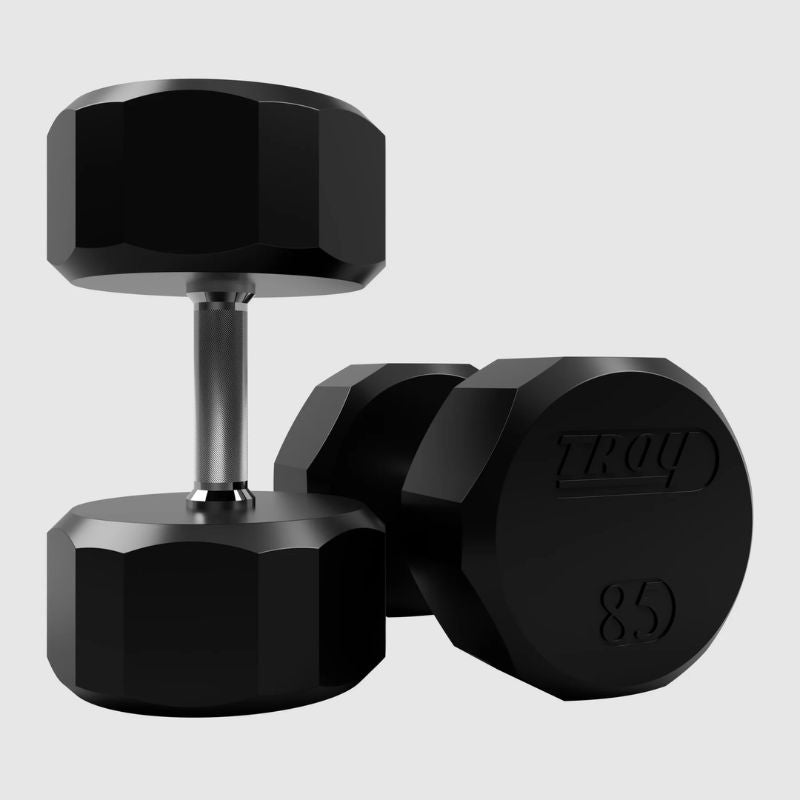 TROY TSD-R  12-Sided Rubber Encased Dumbbells 85lbs Pair