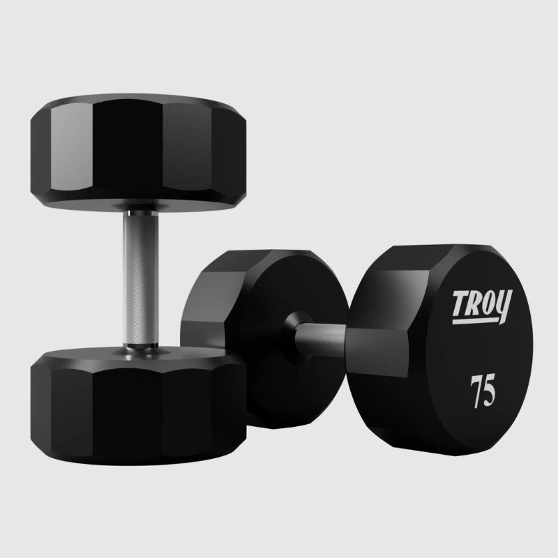 TROY TSD-U 12-Sided Urethane Encased Dumbbell 75 lb dumbbells