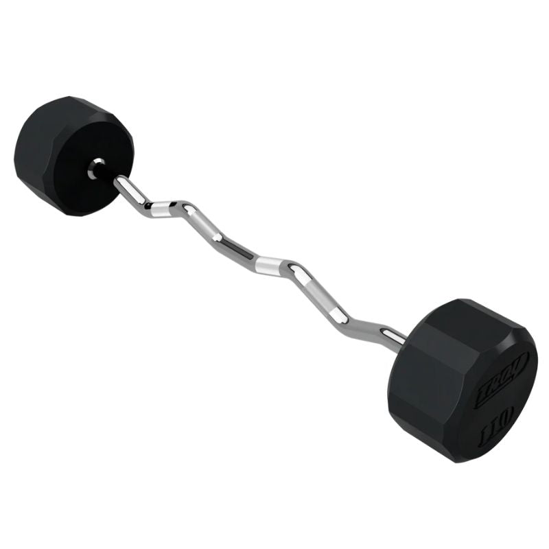 TROY TZB-020-110R  20-110 lb 12-Sided Solid Rubber Curl Barbell Set 110 lb Fixed Barbell