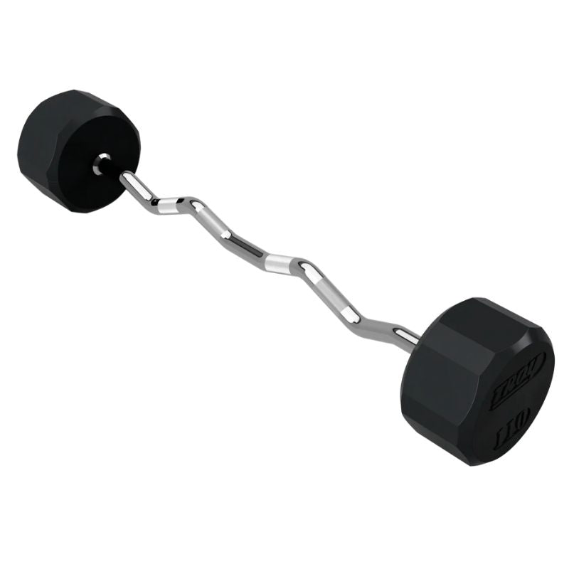 TROY TZB-R 12-Sided Solid Rubber Curl Barbell | Premium Design