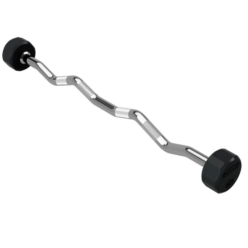 TROY TZB-R 12-Sided Solid Rubber Curl Barbell 20 lb