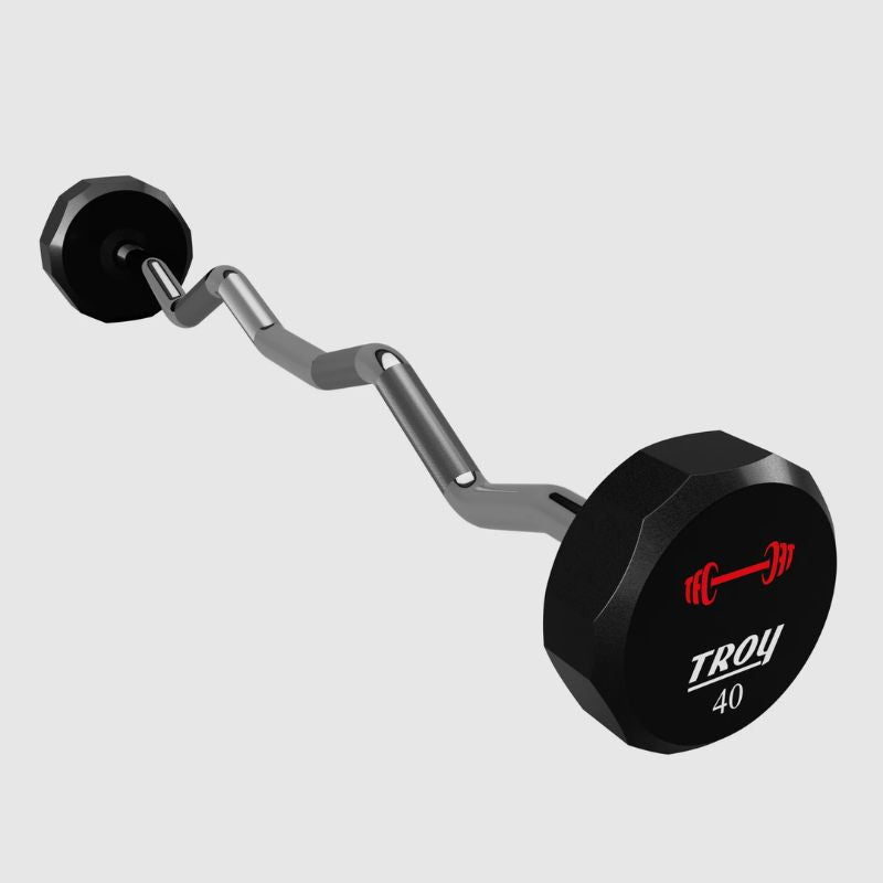 TROY TZB-U 12-Sided Urethane Fixed Curl Barbell Custom Logo 8