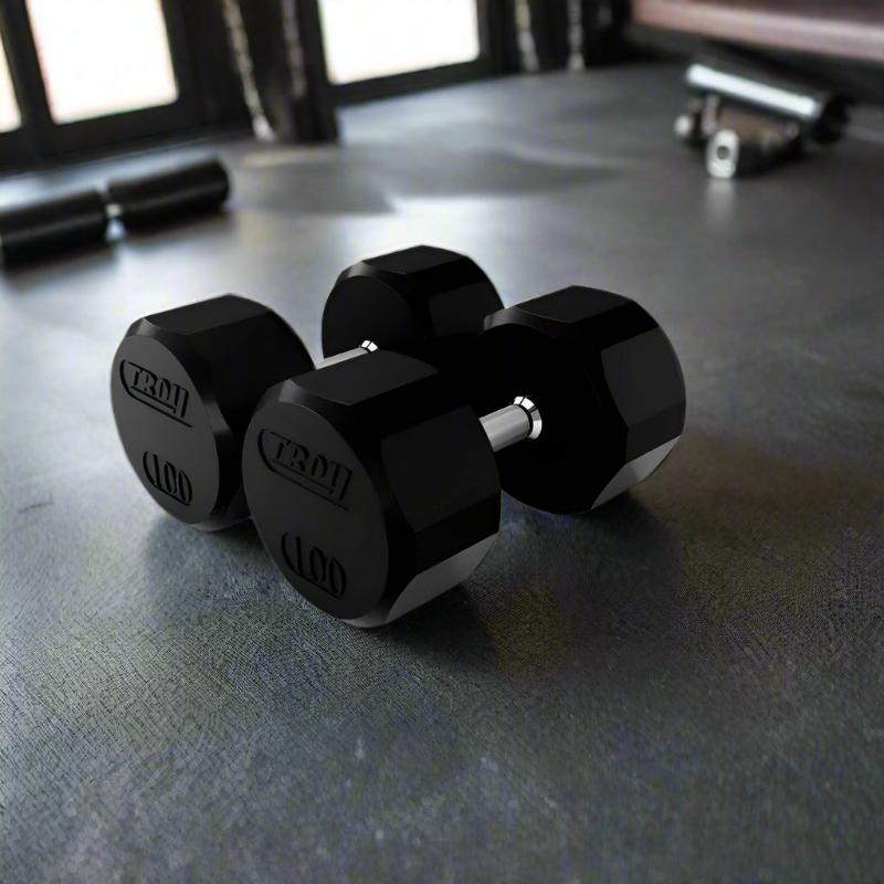 TSD-R Troy 12-Sided Rubber Encased Dumbbell 100lb Pair