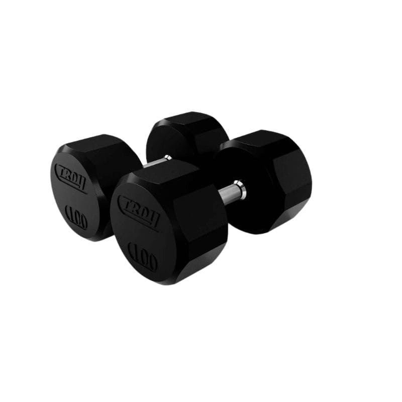 TSD-R Troy 12-Sided Rubber Encased Dumbbell 100lb Pair