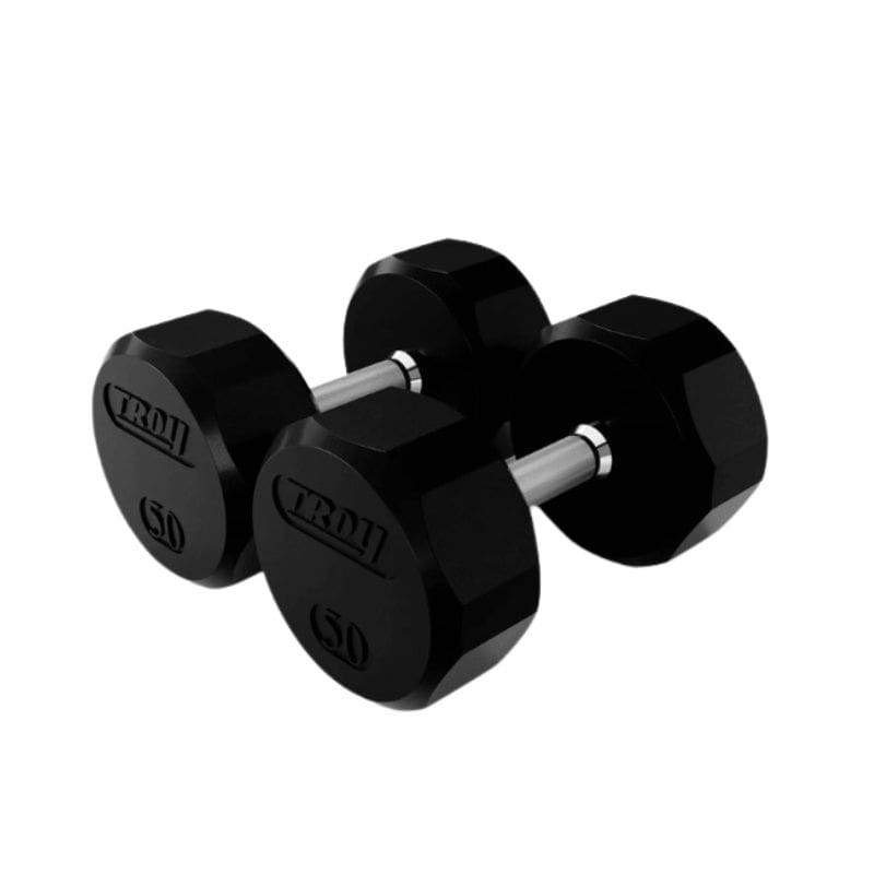 TSD-R  Troy 12-Sided Rubber Encased Dumbbell 50 lb Pair