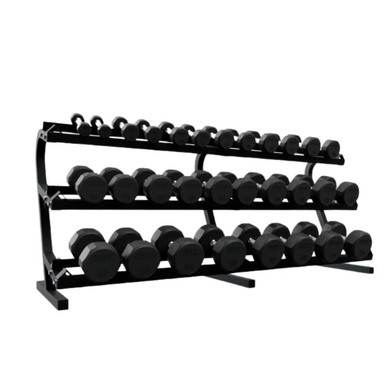 TSD-R Troy 2-Sided Rubber Encased  Dumbbell with T-DR Rack