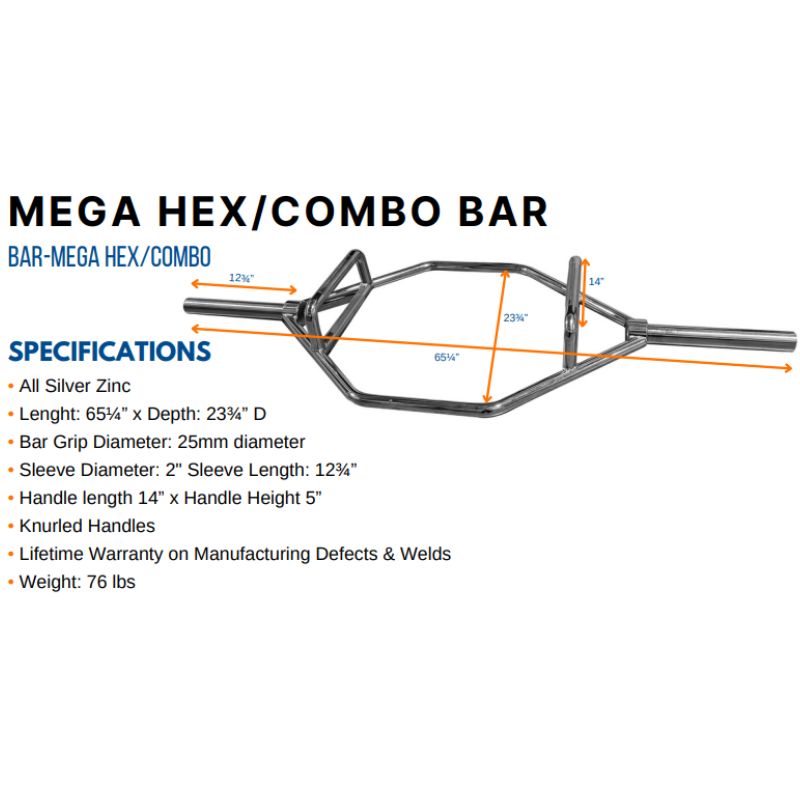 Tag Fitness Mega Hex Combo Bar Dimensions