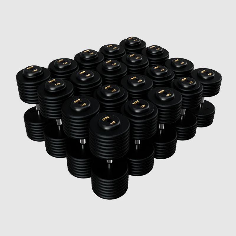 Title TROY PFDC-R 105-150 lbs Pro Style Dumbbell Set with Contoured Handles & Rubber Endcaps - Black