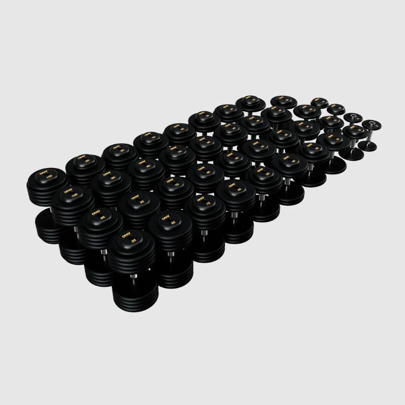 Title TROY PFDC-R 5-100 lbs  Pro Style Dumbbell Set with Contoured Handles & Rubber Endcaps - Black