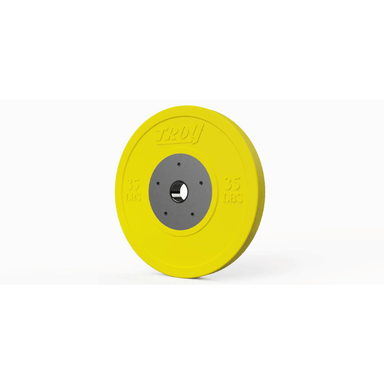 Troy Color Competion Bumper Plate 35lb Yellow Angle
