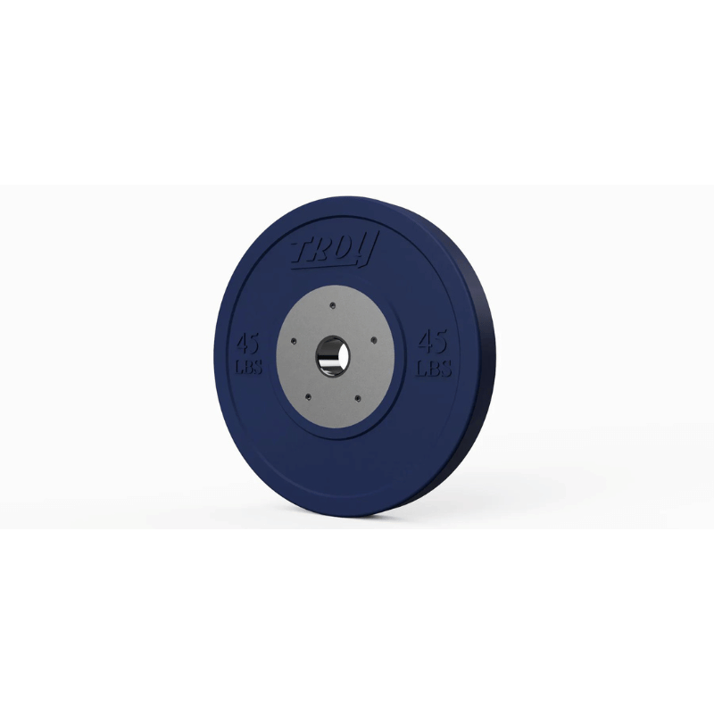 Troy Color Competion Bumper Plate 45lb Blue Angle