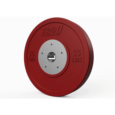 Troy Color Competion Bumper Plate 55lb Red Angle