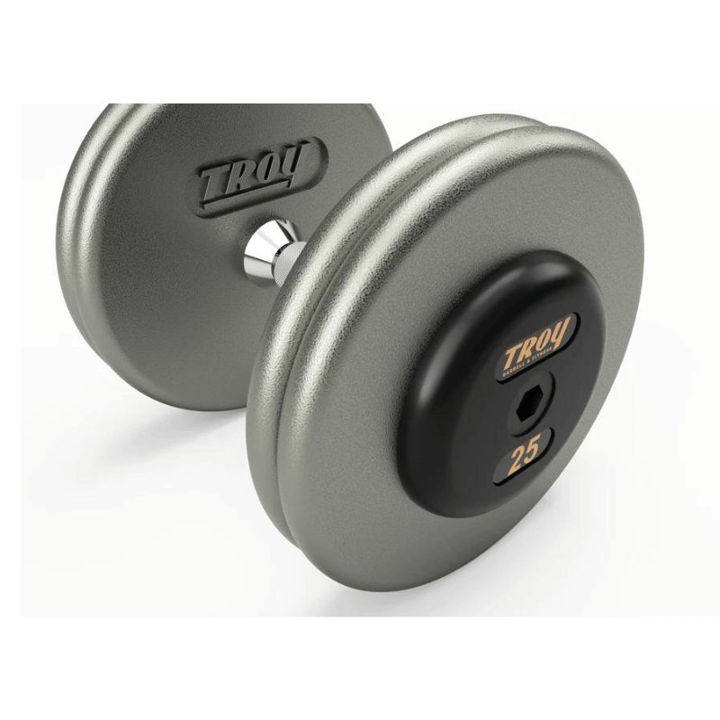 TROY Pro-Style Gray Dumbbell Straight Handle & Rubber Endcaps | HFD-R