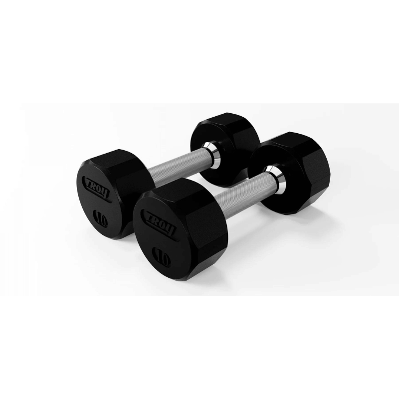 Troy 3-25 lb 12-Sided Rubber Dumbbells Set with Vertical Rack | VERTPAC-TSDR25