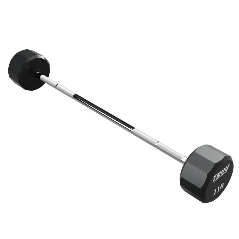 Troy 12-Sided Urethane Straight Barbell Set with Rack 110 lbs in Floor