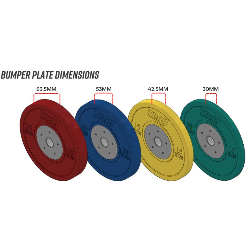 Troy CO-SBP Competition Grade Color Bumper Plate Dimensions