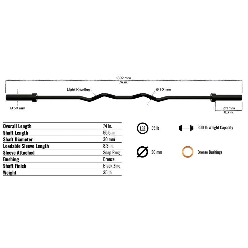 Troy GOB-60B Olympic Style Bar Dimensions