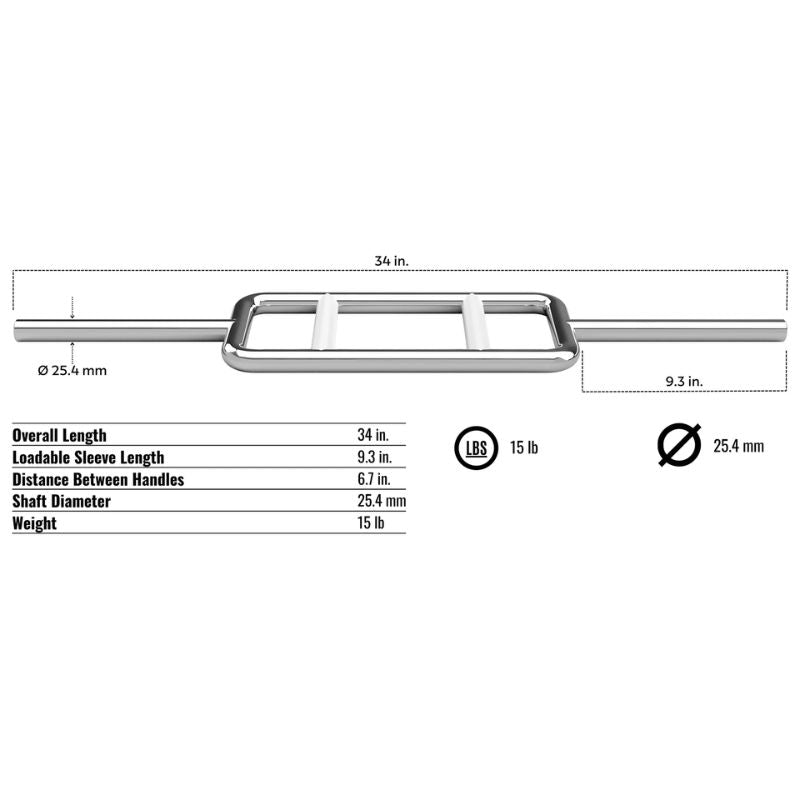 Troy GRT-34 Regular Solid Triceps Bar Dimensions