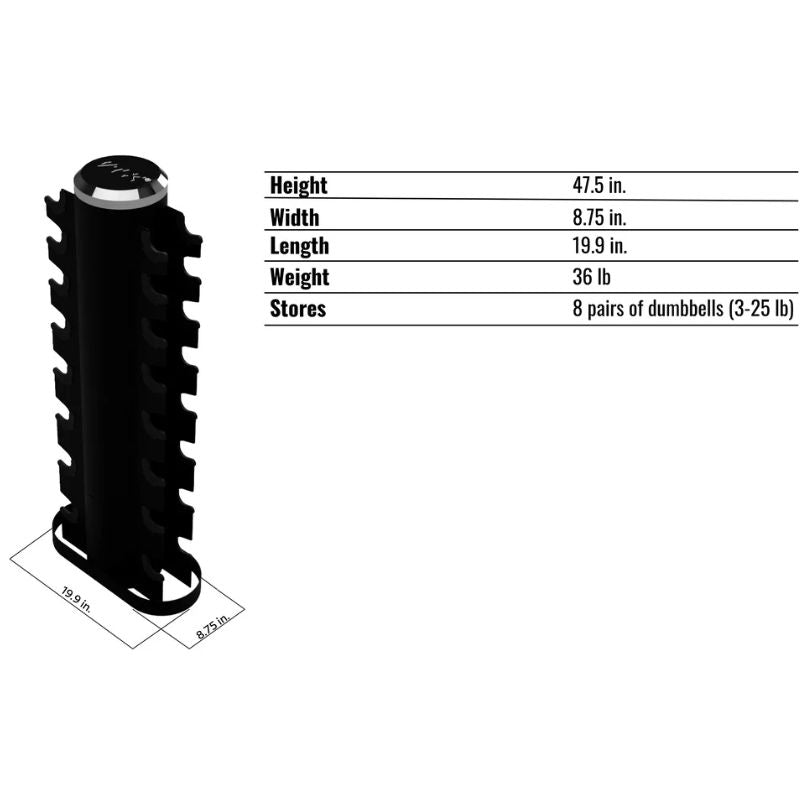 Troy GVDR-8 Vertical 8 Pair Dumbbell Rack Dimensions