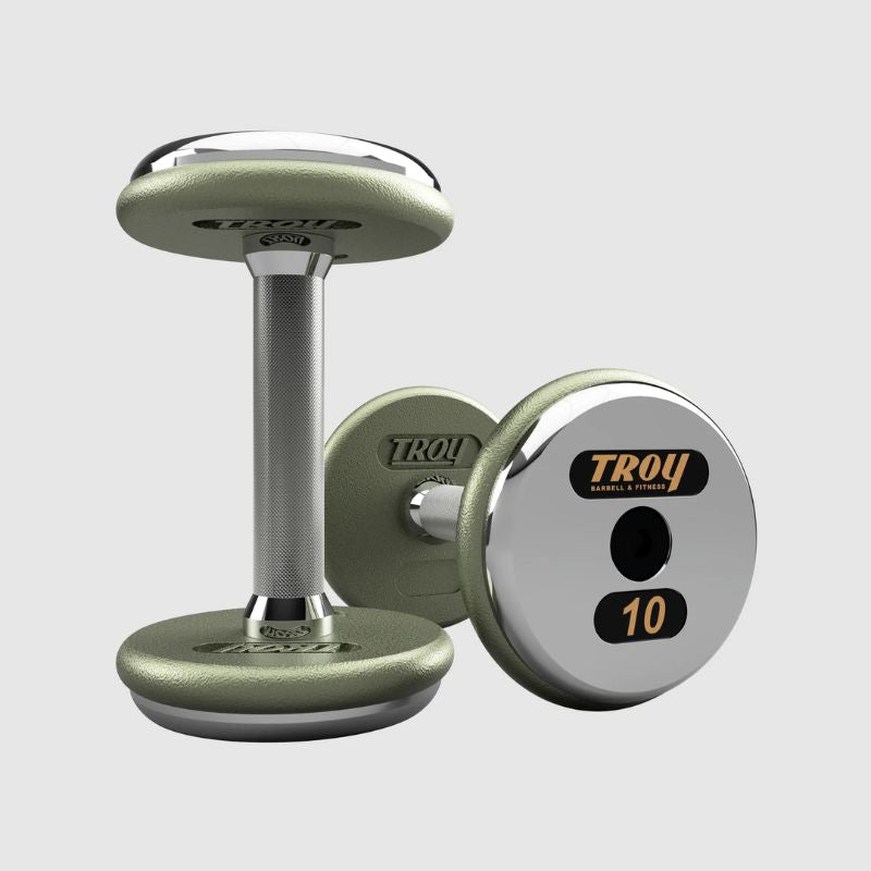 Troy HFD-C 10 lbs Pro Style Dumbbell with Straight Handles & Chrome End Caps on a white background