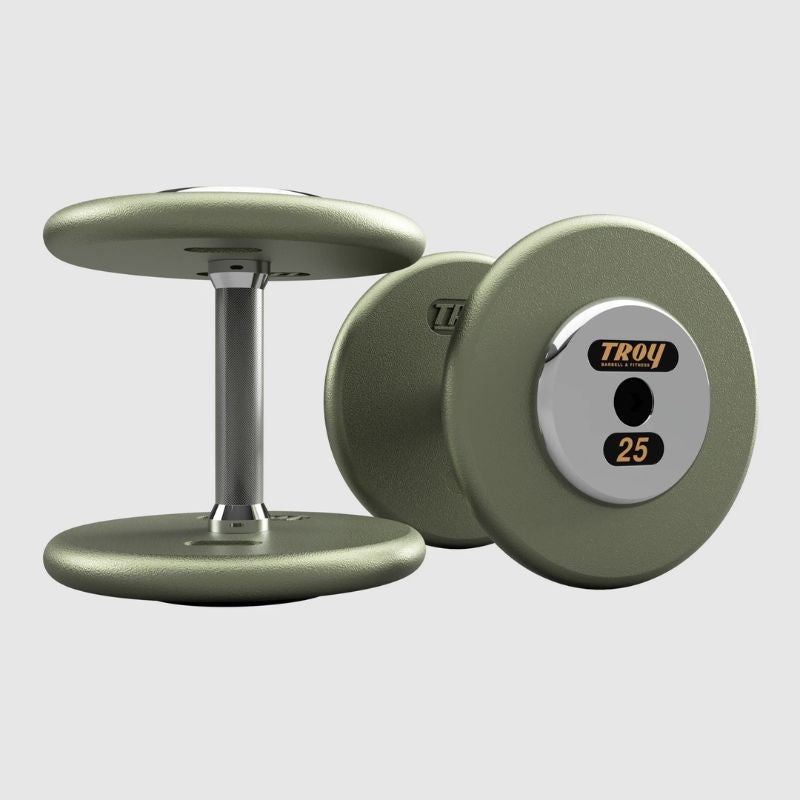 Troy HFD-C 25 lbs Pro Style Dumbbell with Straight Handles & Chrome End Caps on a white background