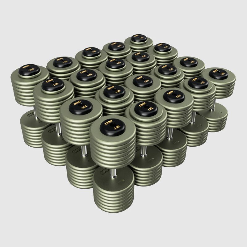 Troy HFD-R Hammer-tone Gray Pro Style Dumbbell Sets Rubber End Caps 105 lb to 150 lb Dumbbells Set