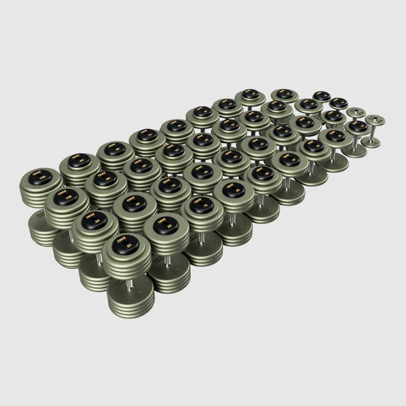 Troy HFD-R Hammer-tone Gray Pro Style Dumbbell Sets Rubber End Caps 5 lb to 100 lb Dumbbells Set