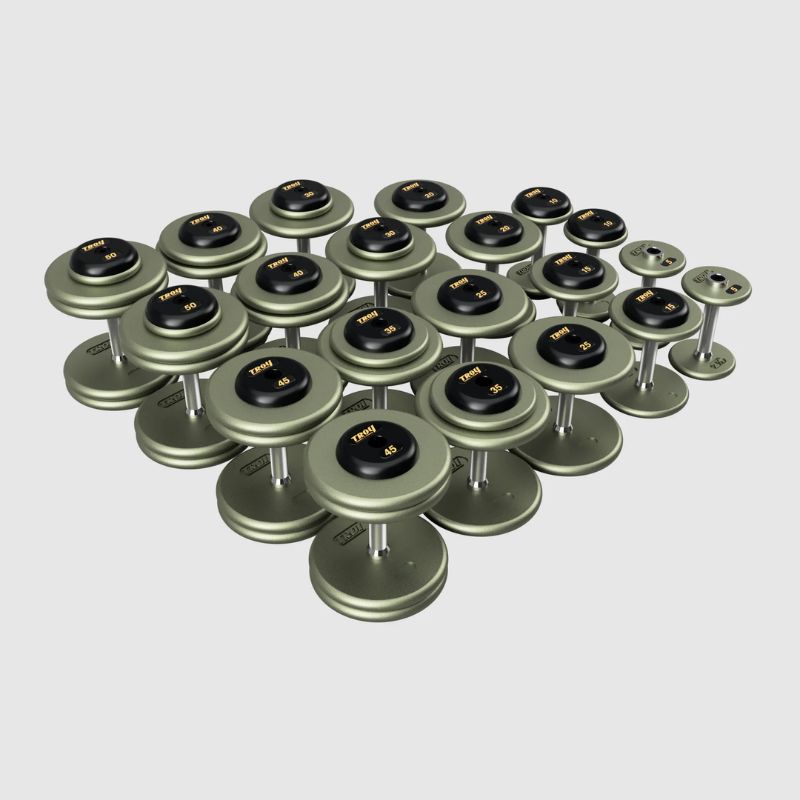 Troy HFD-R Hammer-tone Gray Pro Style Dumbbell Sets Rubber End Caps  5 lb to 50 lb Dumbbells Set