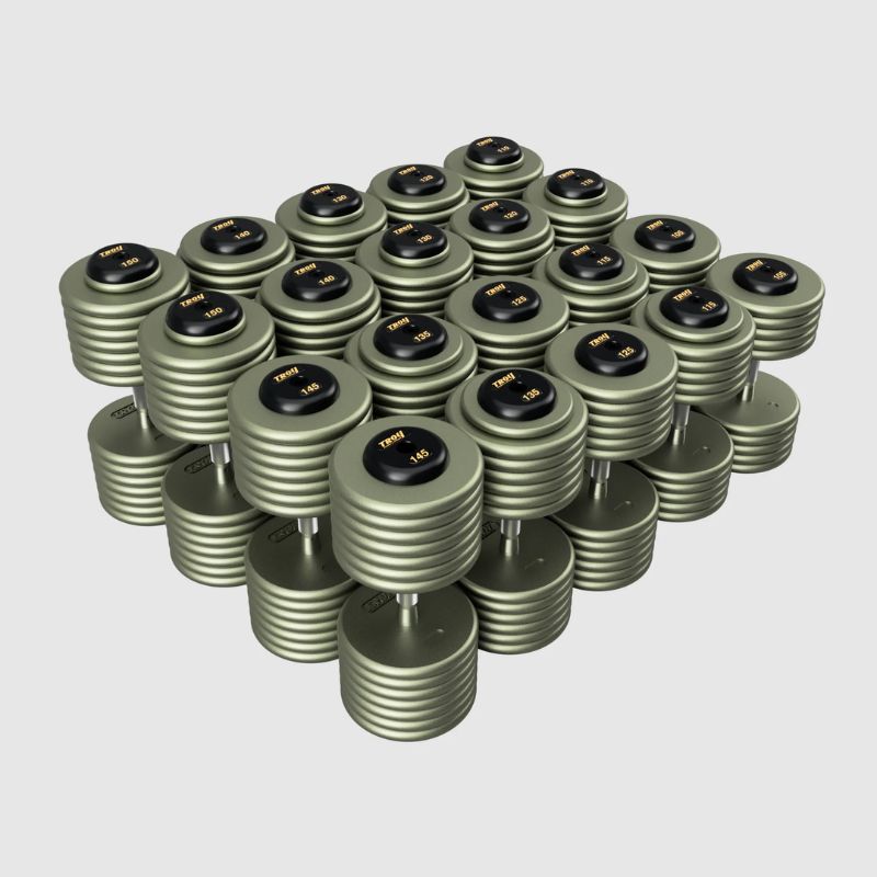 Troy HFDC-R Gray Pro Style Dumbbell Sets Rubber End Caps  105 lb to 150 lb Dumbbells Set