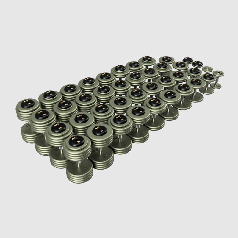Troy HFDC-R Gray Pro Style Dumbbell Sets Rubber End Caps 5 lb to 100 lb Dumbbells Set