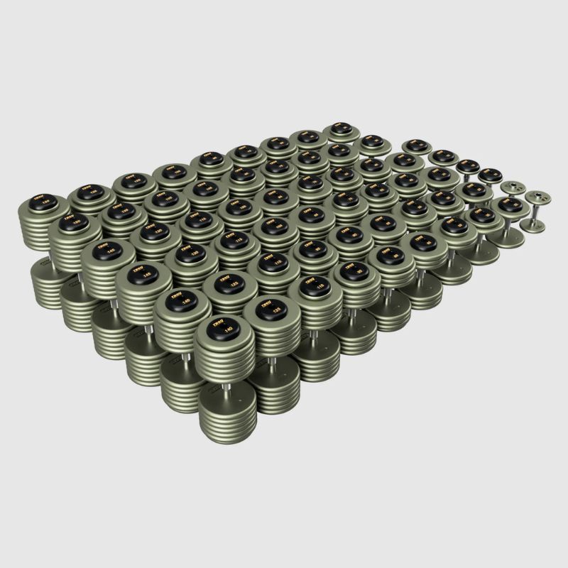 Troy HFDC-R Gray Pro Style Dumbbell Sets Rubber End Caps 5 lb to 150 lb Dumbbells Set