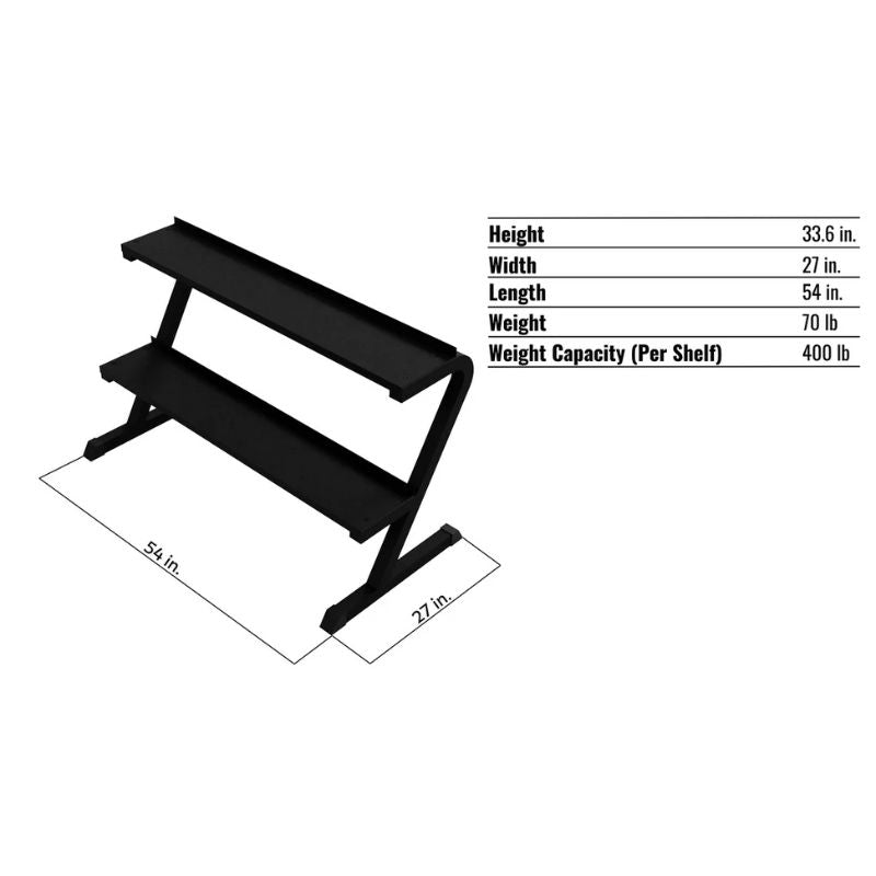 Troy KBR-14  2 Tier Horizontal Kettlebell Rack Dimensions