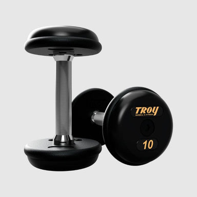 Troy Pro Style Dumbbells - Black Textured Dumbbell Straight Handle & Rubber Endcaps - 10 lb dumbbells