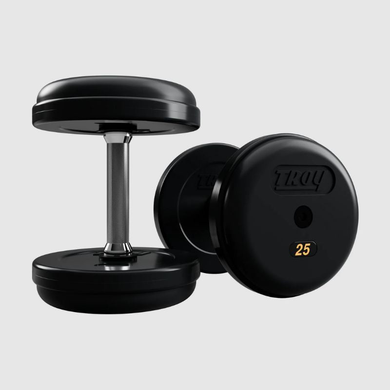 Troy RUFD-R Rubber Encased Straight Handle Pro Style Dumbbell Set 25 lb dumbbells pair