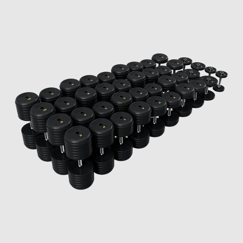 Troy RUFD-R Rubber Encased Straight Handle Pro Style Dumbbell Set 5 lb to 100 lb dumbbells set