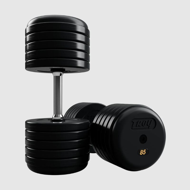 Troy RUFD-R Rubber Encased Straight Handle Pro Style Dumbbell Set 85 lb dumbbells pair