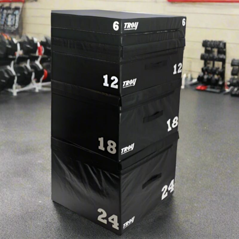 Plyo Rows T-PLYO Padded Black Plyo Box - Stackable Soft Foam — Dumbbells Direct