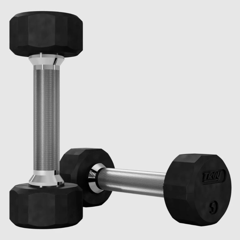 Troy TSD-R 12-Sided Rubber Encased Dumbbell Sets (5 lb Increments) 5 lb Rubber Dumbbells