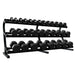 Troy TSD-R 12-Sided Rubber Encased Dumbbell Sets (5 lb Increments) 5 lb to 75 lb Dumbbells Set with 3 Tier Rack
