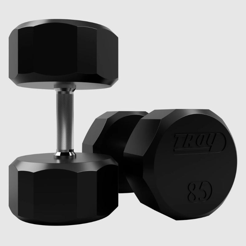 Troy TSD-R 12-Sided Rubber Encased Dumbbell Sets (5 lb Increments) 85 lb Rubber Dumbbells