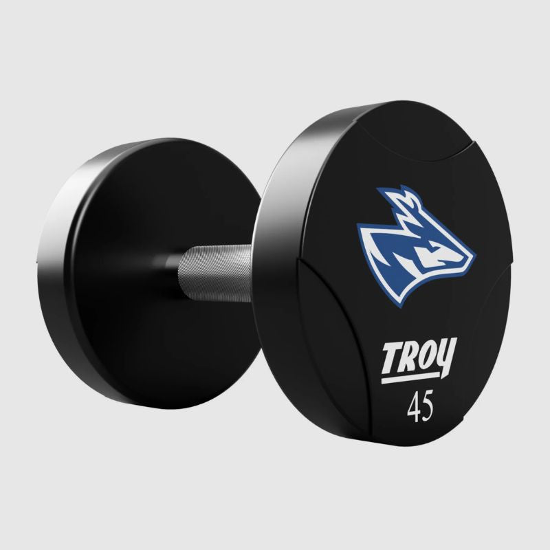 Troy TSD-UTL Urethane T-Clog Logo Dumbbell Set 4 on a white background
